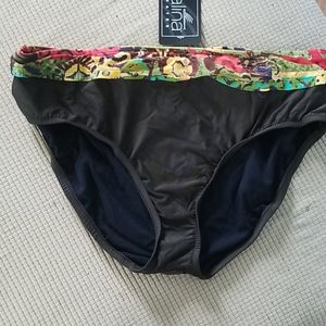 Brown Bikini Bottoms Floral Print Waist Band